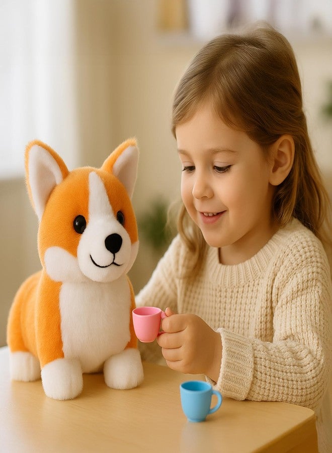 WEIGEDU Corgi Plush Toy, 12 Inch Cute Stuffed Animal, Soft Kawaii Dog Pillow, Realistic Welsh Corgi Puppy, Gifts for Kids and Dog Lovers, Orange and White - Image 5